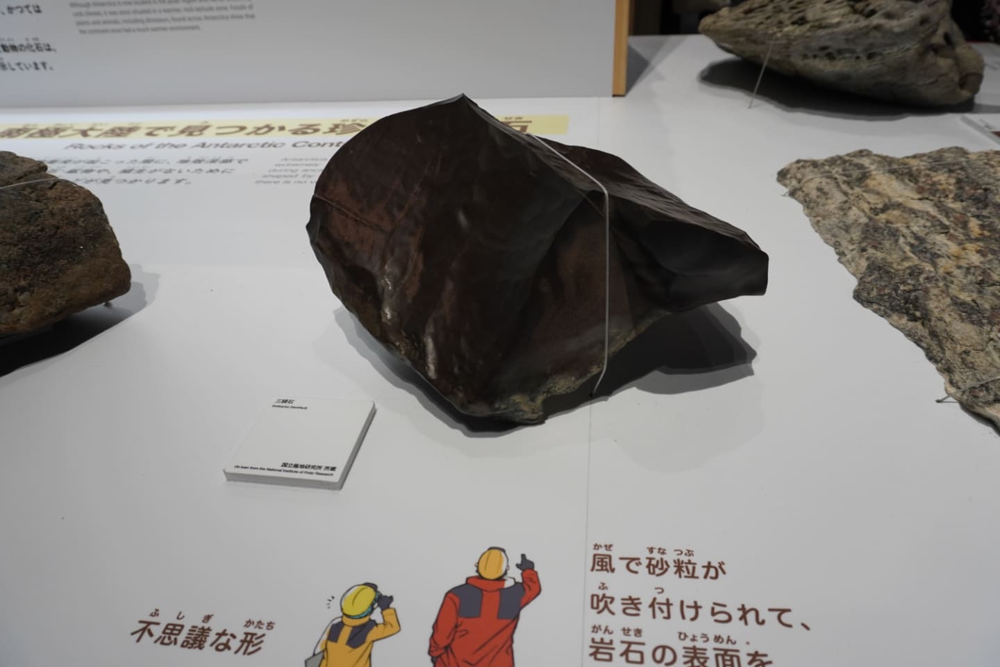 黒曜石のようにつるつるの表面をした石が置いてある。